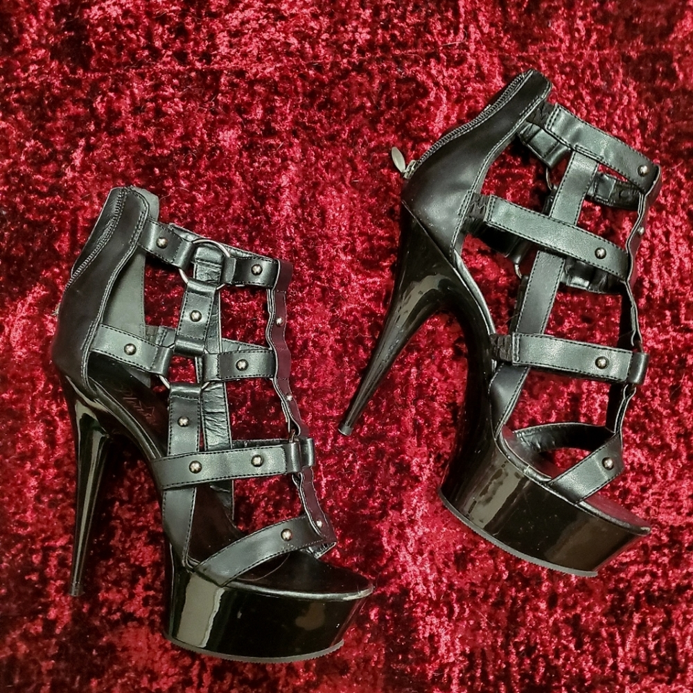 Pleaser Delight682 Caged Stiletto Sandal size 10